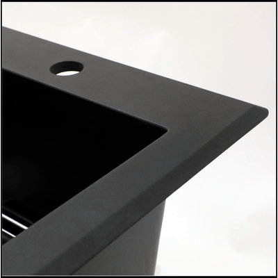 Quartz Kitchen Sink - 33X22" Black Granite Composite Drop In Kitchen Sink