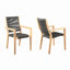 Chaises de salle à manger d'extérieur en bois d'eucalyptus et corde gris anthracite - ensemble de 2