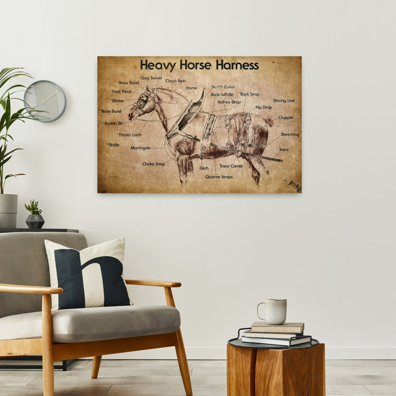 Art contemporain cheval lourd, H 24 po x l 36 po