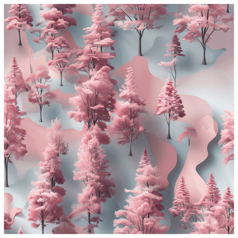 Pink Trees Landscape Comforter, Twin Extra Long