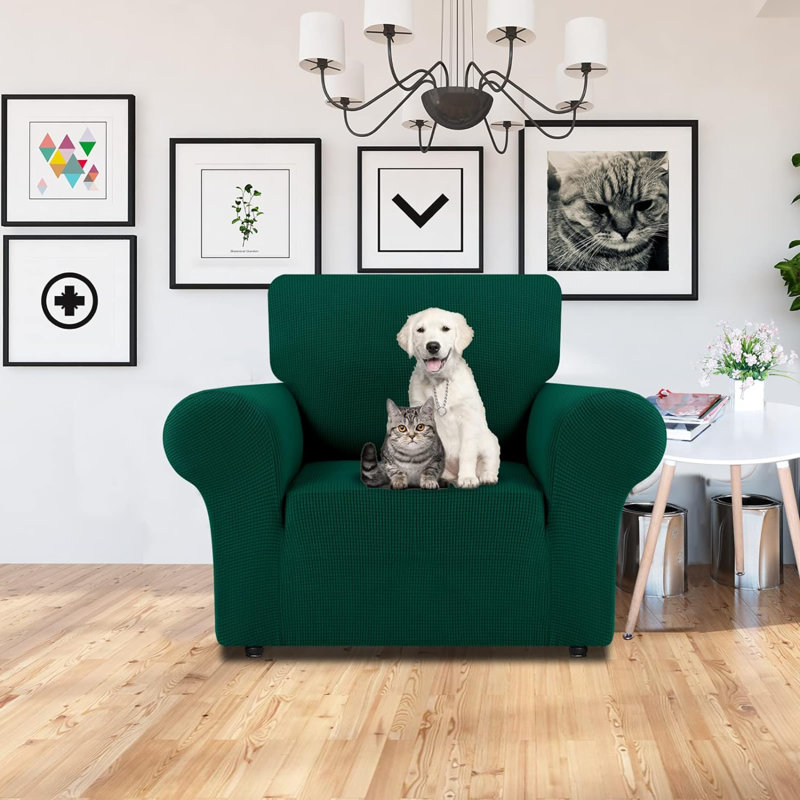 Housse pour fauteuil à coussins carrés/rectangulaires, Polyester vert foncé