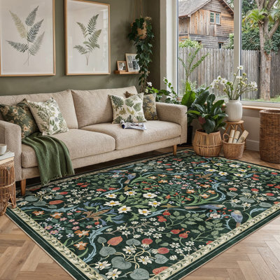 Colson Green Botanical Bird Area Rug