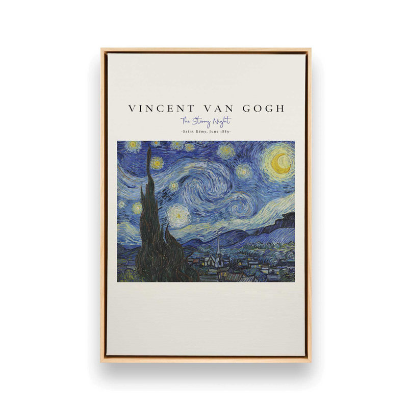 Van Gogh's The Starry Night v2, Cadre américain en érable flottant, H 48,75 po x l 32,75 po
