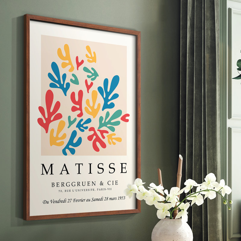 Matisse CCCXLV Framed Print - Solid Wood, 14" H x 11" W, Brown