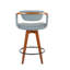 Tabouret de comptoir Mid-Century moderne en bambou noyer et similicuir gris By-395668102