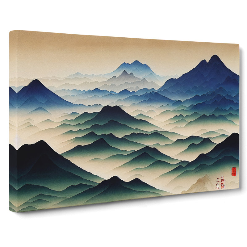 Watercolour Japanese Mountains Vol.1 - Wrapped Canvas, 50cm H x 76cm W x 3cm D