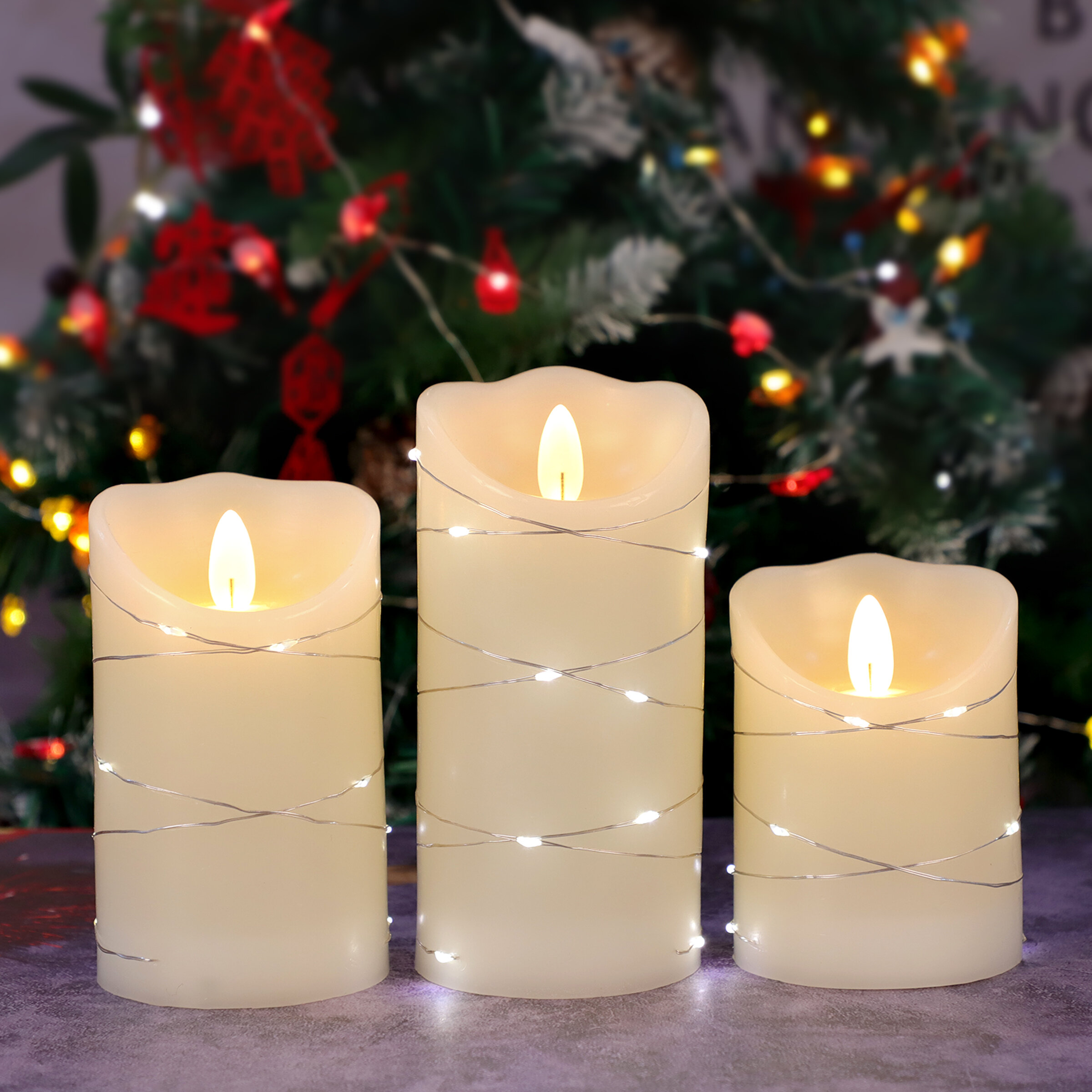 Konstsmide LED Tree Lighting, Set of 12 Cordless Tree Candles with