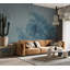 Murale botanique pelez et collez - feuilles de palmier en bleu-959671725