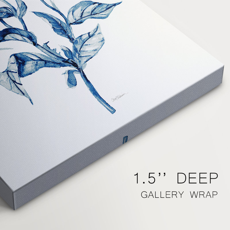 Indigo Wild Roses II -Galerie enveloppée Cavas, H 18 po x l 12 po