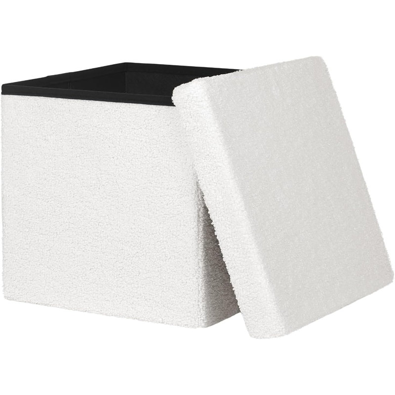 Itsel Square Solid Colour Ottoman with Storage, White