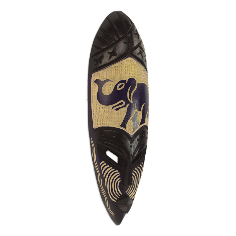 Masque de bois éléphant vibrant d'Afrique