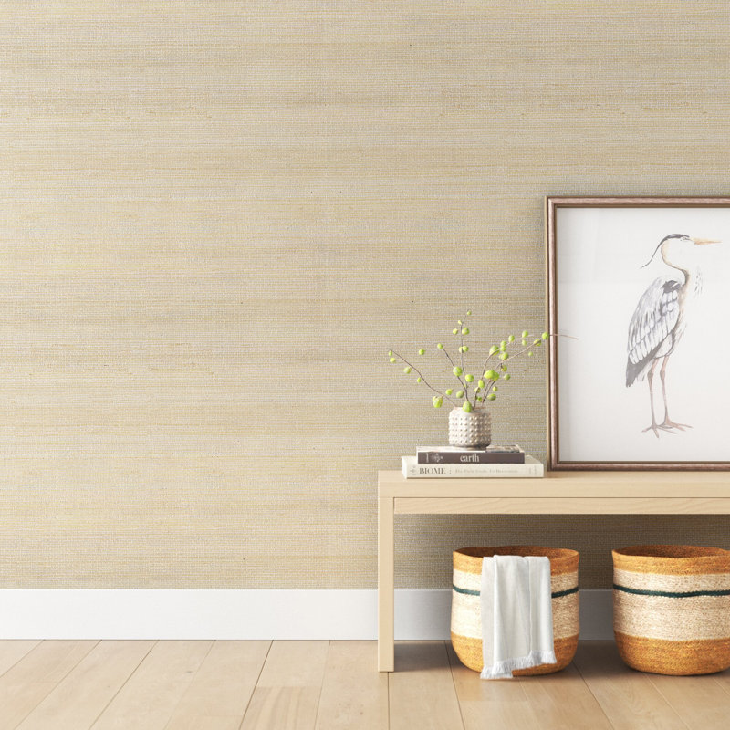 Jute fin avec papier peint argenté, Argent / Crème