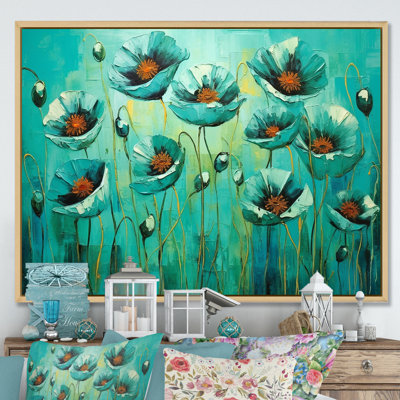 Emerald Elegance Poppies In The Breeze I