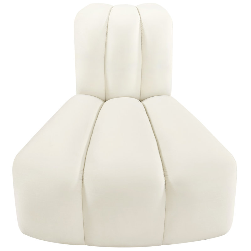 Chaise d'appoint rembourrée Ishna, Velours crème