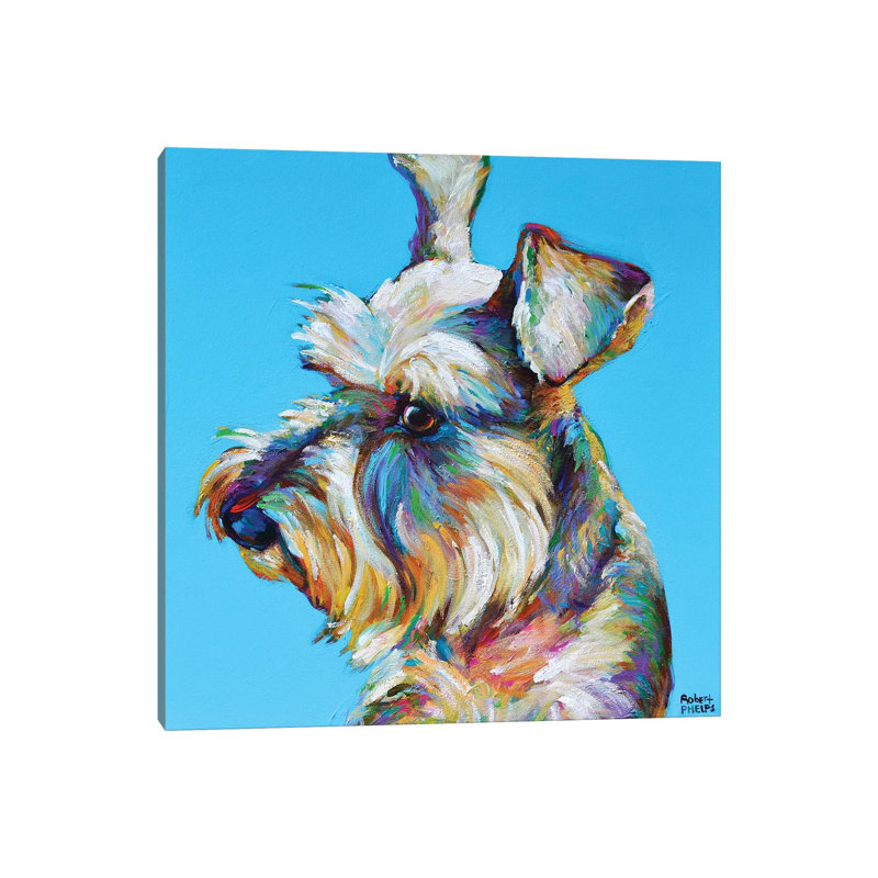 «Dylan the Schnauzer» par Robert Phelps - reproduction d'art, H 18 po x l 18 po x 1,5 po, Aucun mat, Toile tendue