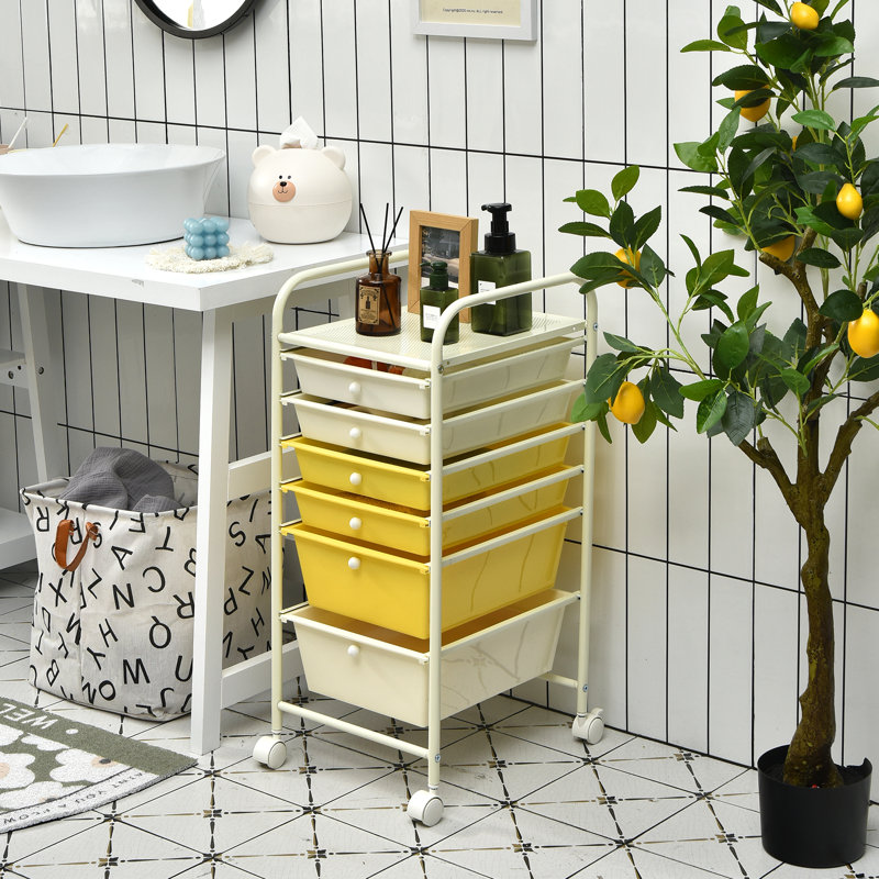 Stoke Bishop 75 cm H x 33 cm W Utility Cart, Beige/Yellow