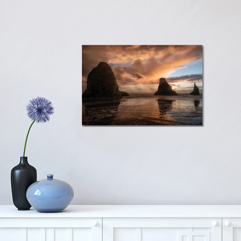 Falling Sunsets 1 Piece Wrapped Canvas Wall Art, 30.48 cm H x 45.72 cm W