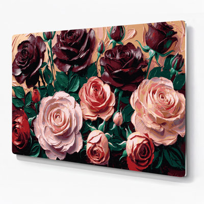 «Botanical Roses», art mural en métal brun