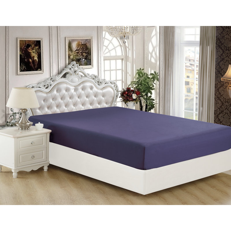 Drap-housse Marina, Bleu marine, Drap-housse pour lit double