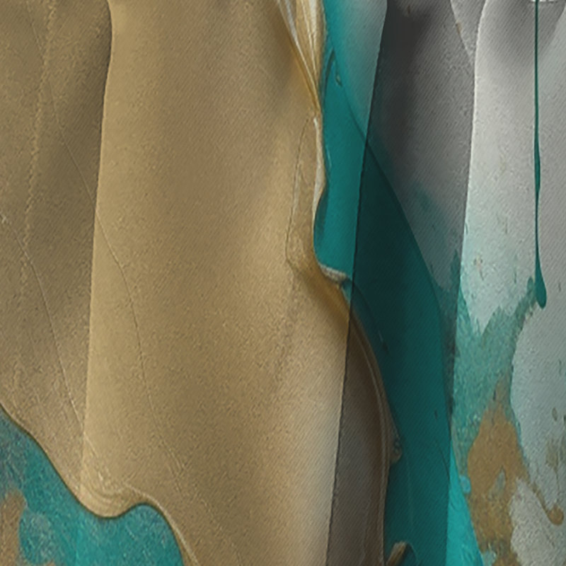 Gold And Turquoise Marble Fluid Ink II - Abstract Marble Blackout Abstract Curtain - 1 Panel, 52" W x 84" L