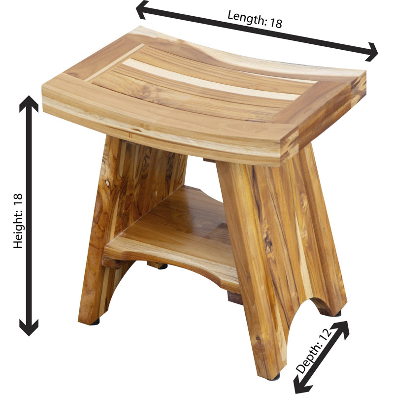 EcoDecors - Serenity, 18 Inch Wide - Teak Shower Bench - Bathroom Stool Seat - in Earthy Teak