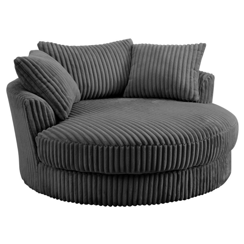 Skyler Upholstered Teddy Swivel Armchair, Grey