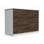 Armoire de cuisine Grecia, trois tiroirs, deux tablettes internes - blanc / noyer foncé