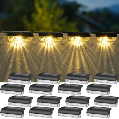 16 Pack Solar Deck Lights Outdoor,Solar Fence Lights Waterproof IP65 Step Lights Auto On/Off,Outdoor Solar Lights For Deck/Patio/Backyard/Balcony/Pool(3000K Warm White)