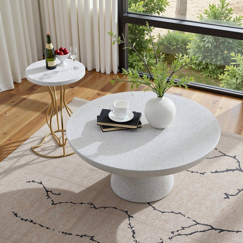 Solid Multi-Layer Frame Metal Base Storage Table With Hemp Wood Veneer Top, White