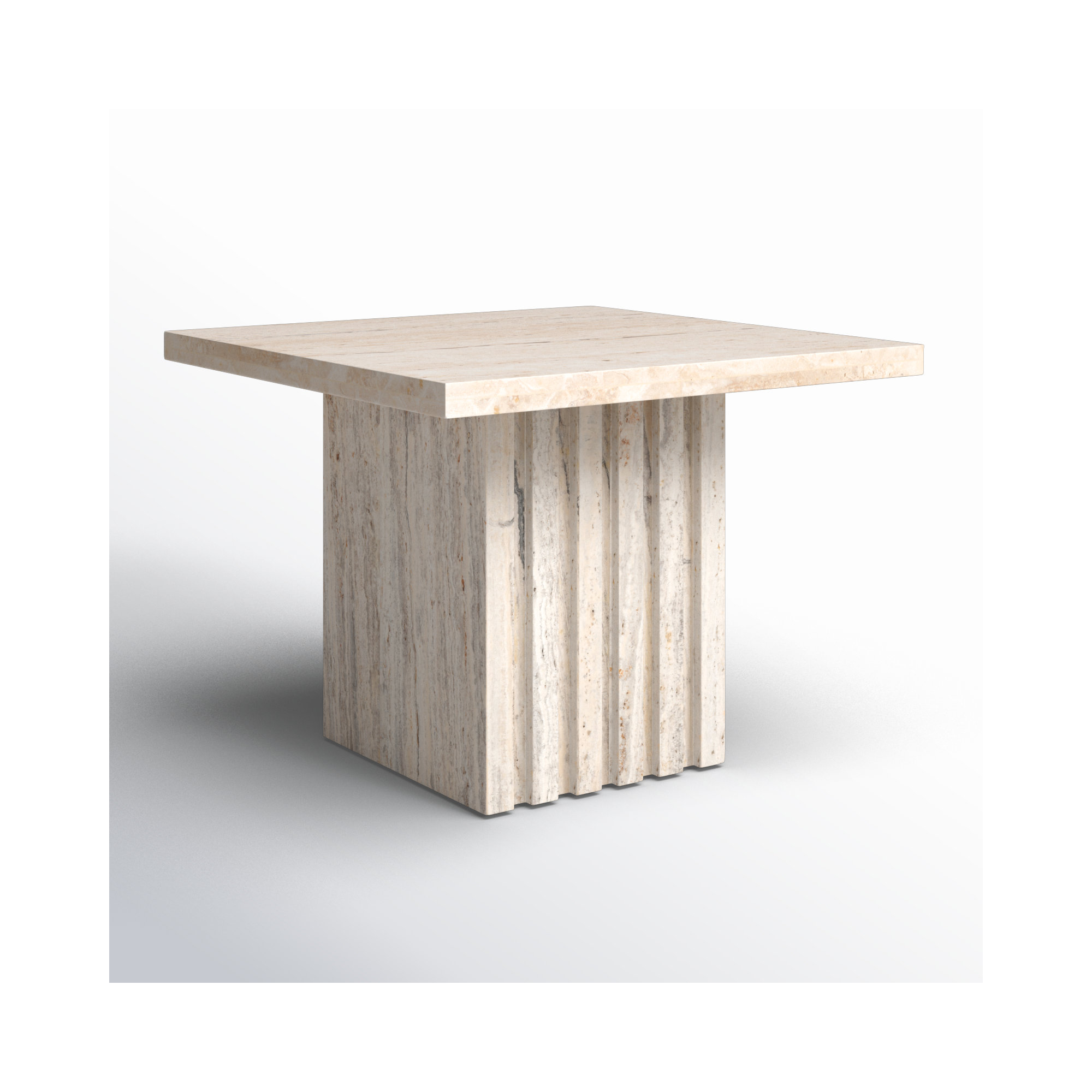 Olivia Tall Square Marble Accent Table, Beige, 16" H x 21" W x 21" D