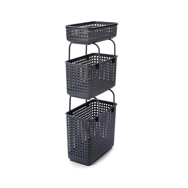 Like-it Plastic Storage Basket Gray Large Tote Basket with Lid for Closet and Pantry, 15.35" H x 10.9" W x 17.91" D, Gray