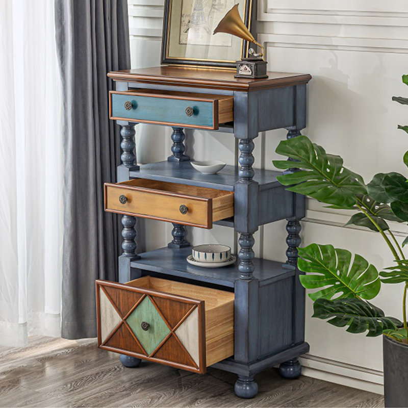Commode d'appoint à colonne romaine de style américain, Bleu