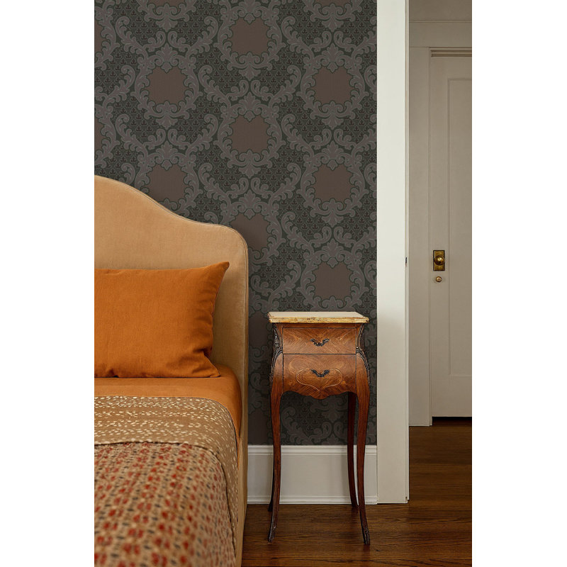 Shadow Leaf Damask - Red Night Wallpaper