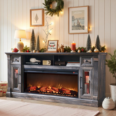70"ModernFarmhouseFireplaceTVStandforTVsUpto 80",Dark Rustic