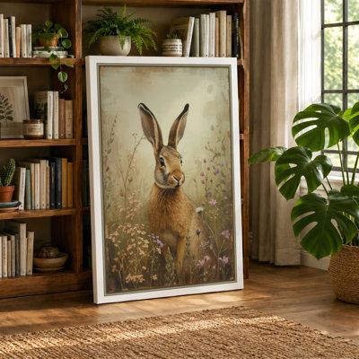 Meadow Hare Botanical - Wrapped Canvas