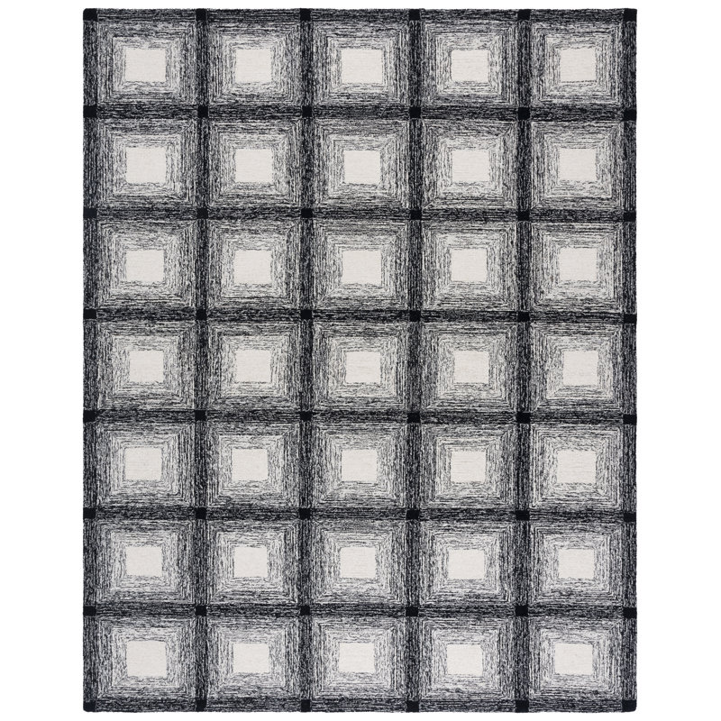 Laramy Hand Tufted Wool Pile Geometric Rug, Rectangle 8' x 10'