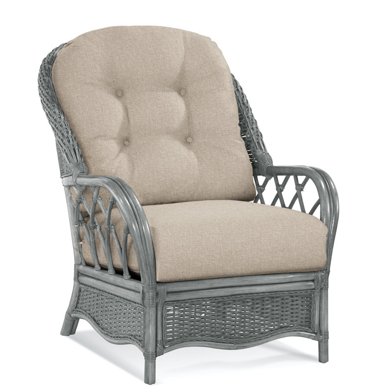 Chaise avec accoudoirs en rotin Everglade, Performance Crypton coquille d'œuf; 0884-93, Tonneau vieilli