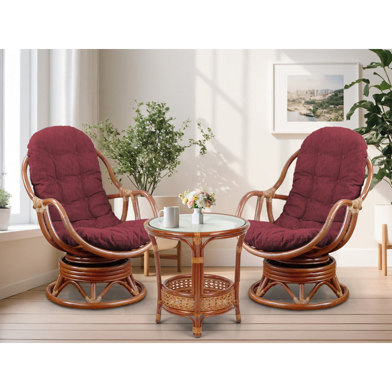 Chaise berçante Anairis, Brun foncé, Beige clair