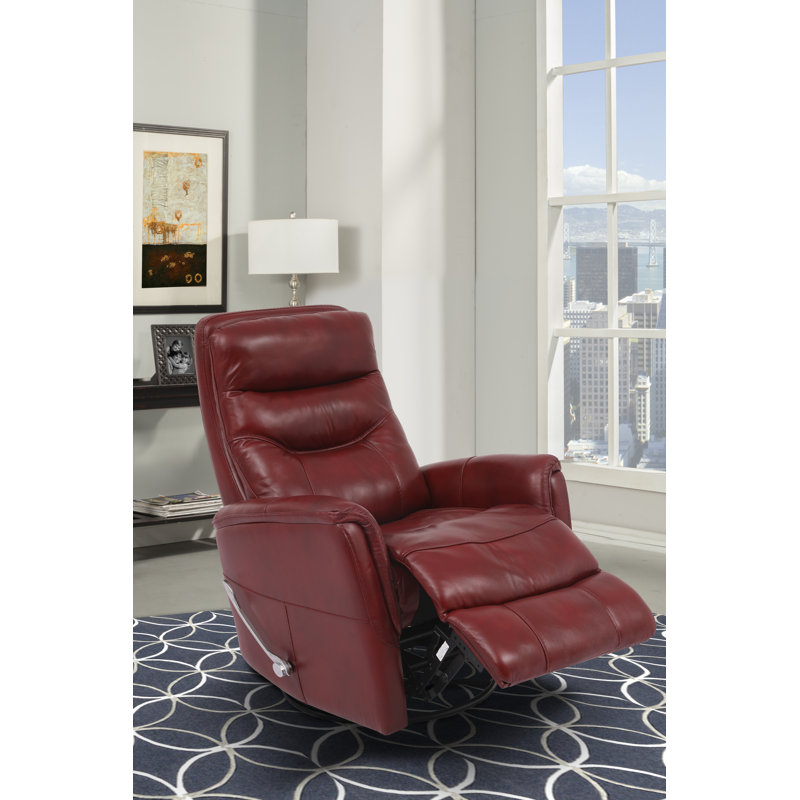 Akeelah 30" W Genuine Leather Manual Swivel Recliner (Set of 2), Rouge