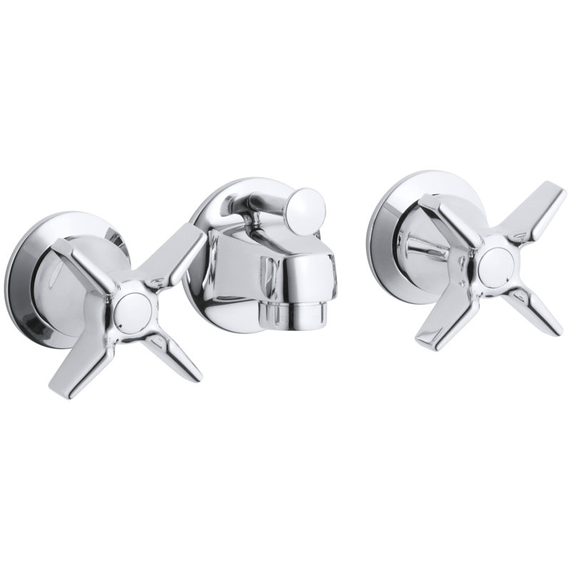 Robinet de lavabo de salle de bain à dossier ajustable avec drain escamotable et poignées Triton, Poignées croix