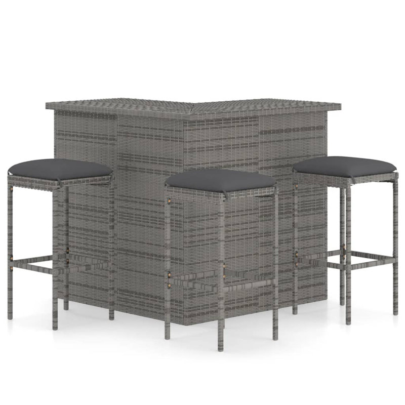 Brunhildis Chairs Seating Group with Cushions, Gray Frame/Anthracite Cushion