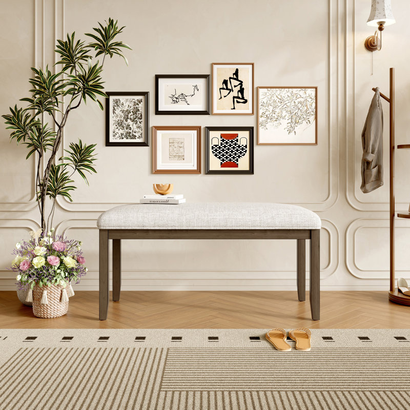 Banc rembourré, banc de hall d'entrée, Beige/brun