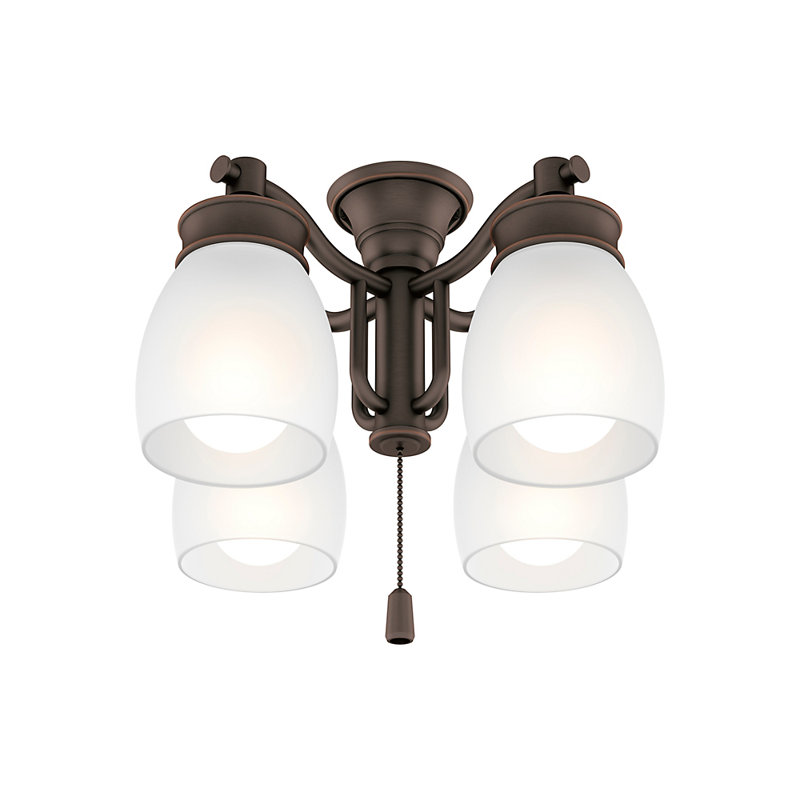 Outdoor 4-Light Ceiling Fan Branched Light Kit, Brushed Cocoa