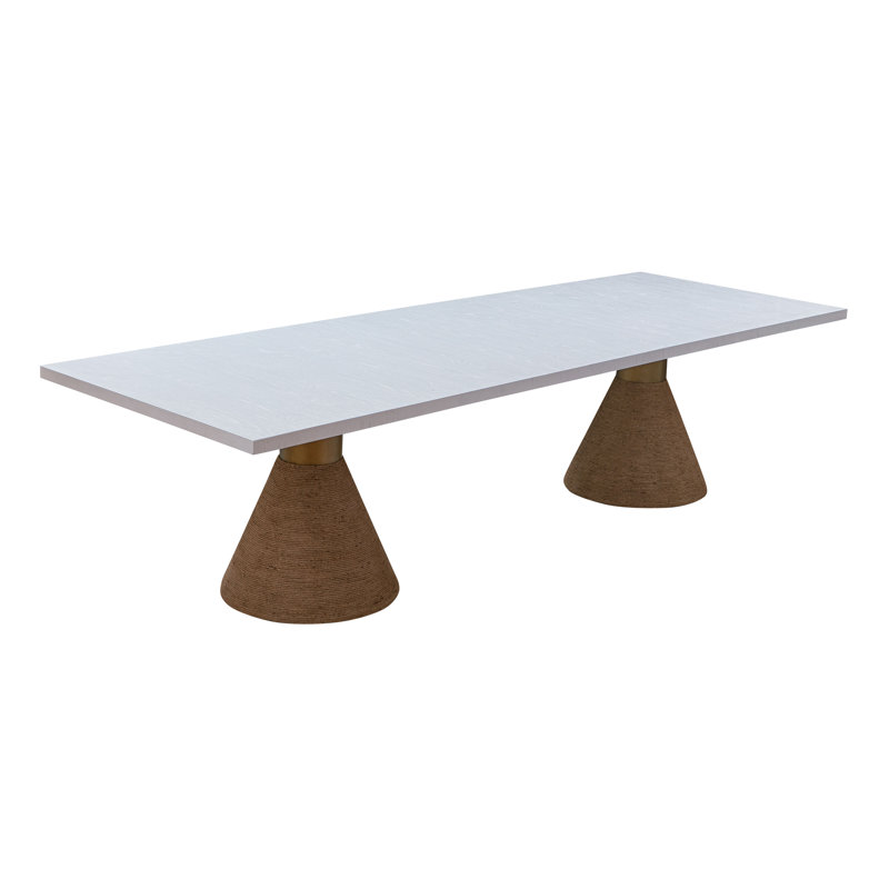 Table de salle à manger Rizzi, Plateau blanc / base brune
