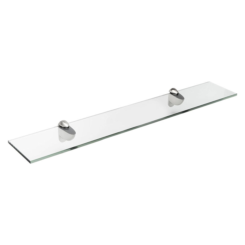 Tempered Glass Shelf With Chrome Clips - Heavy Duty 60 Lbs Capacity - Clear 3/8 Inch Thick Glass With Polished Edges - Easy To Assemble