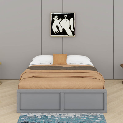Structure de lit plateforme en bois avec 6 tiroirs