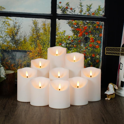 Bougies sans flamme avec télécommande, bougies sans flamme scintillantes à piles, bougies à DEL avec minuterie 2/4/6/8 heures, ensemble de 9 avec bougies à DEL réalistes