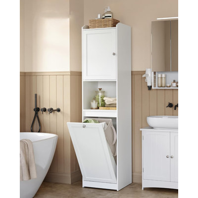 High Bathroom Cabinet With Laundry Basket