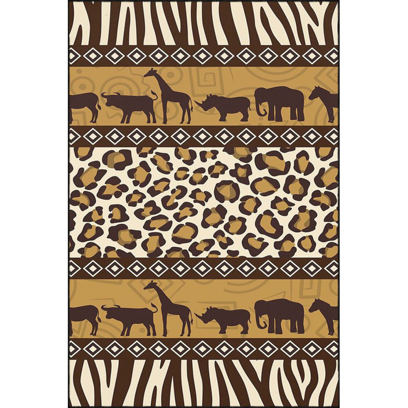 Tapis tissé à la machine à motif géométrique, Sous-tapis rectangulaire de 3 pi 3 po x 4 pi 11 po