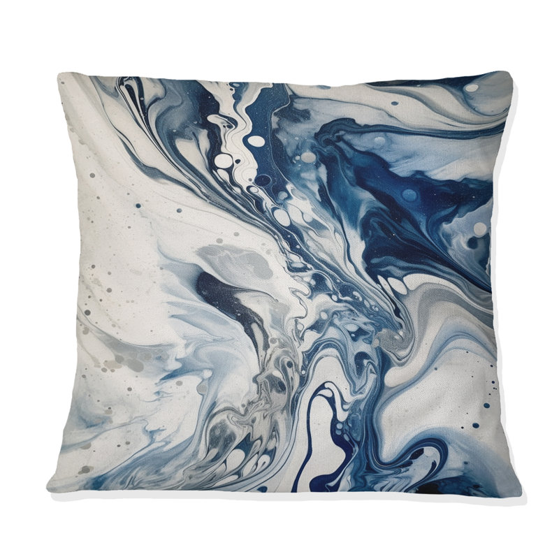 Coussin décoratif bleu et gris Elixir IV - Abstract Abstract, 16" x 16"